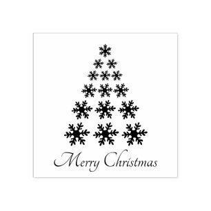 Carimbo De Borracha Árvore de Natal Snowflake Stylish Script Feriado
