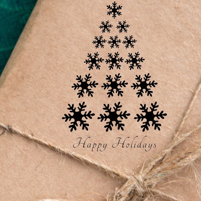 Carimbo De Borracha Árvore de Natal Snowflake Stylish Script Feriado (Criador carregado)