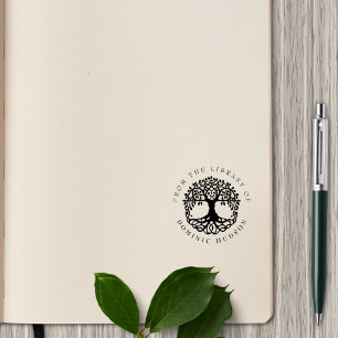 Carimbo De Borracha Árvore Vintage Nome Personalizado Da Biblioteca Li