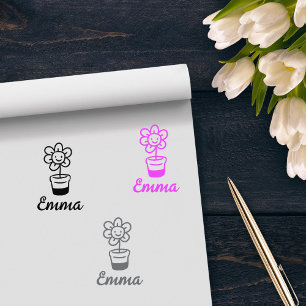Carimbo De Borracha Assinatura de Flor Personalizada