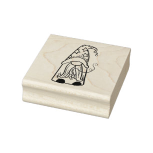 Carimbo De Borracha Assistente Gnome Wood Art Stamp