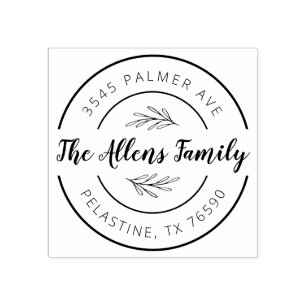 Carimbo De Borracha Auto-cobertura redonda do logotipo do endereço do