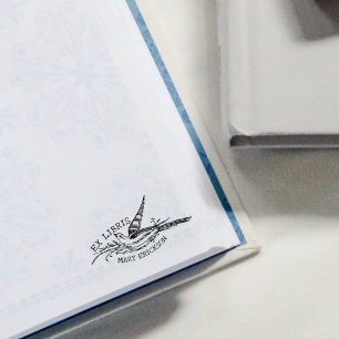 Carimbo De Borracha Ave Vintage Moderna, Ex Libris de Biblioteca Livro