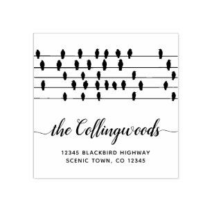 Carimbo De Borracha Aves em um endereço de retorno familiar de caligra