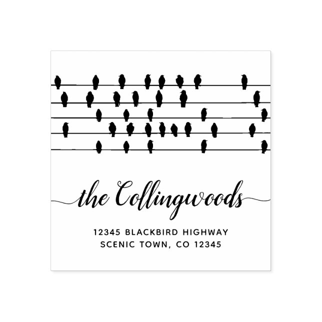 Carimbo De Borracha Aves em um endereço de retorno familiar de caligra (Impressão)