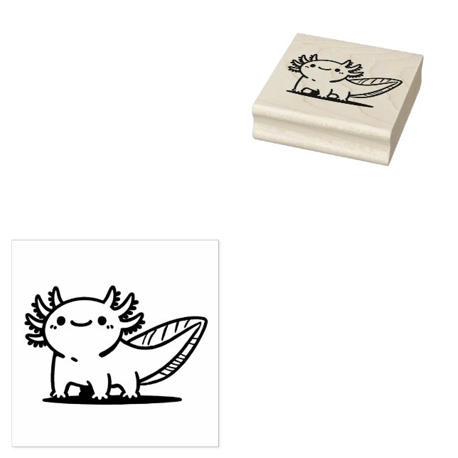 Carimbo De Borracha Axolotl Adorável (Carimbado)