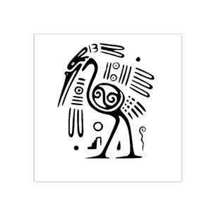 Carimbo De Borracha Aztec Heron Waterbird Art