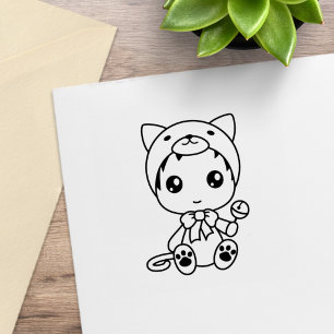 Carimbo De Borracha Baby White Cat Kitten Jumpsuit Costume Color Me