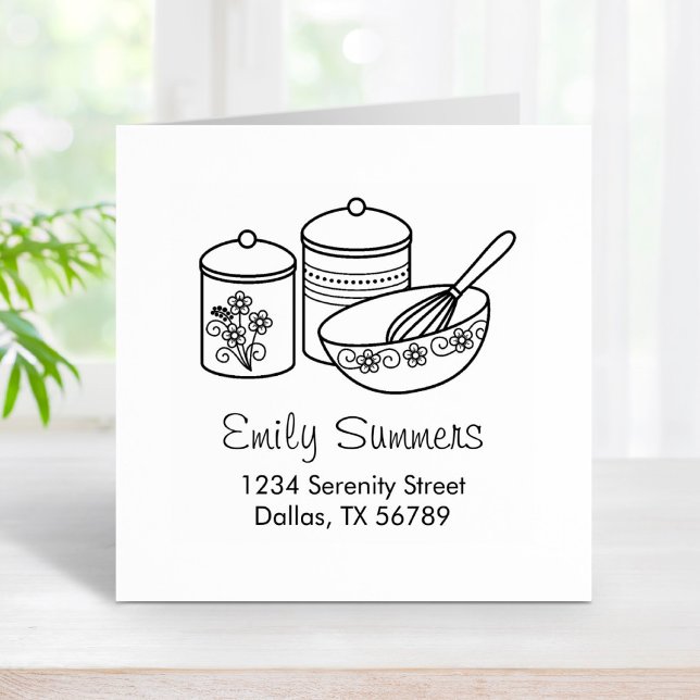 Carimbo De Borracha Baking - Mixing Bowl, Whisker, Canisters Endereço (Criador carregado)