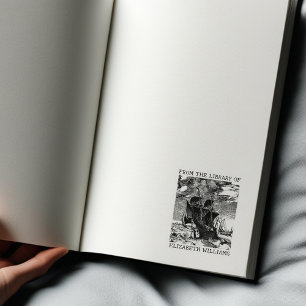 Carimbo De Borracha Barco Antigo Personalizado Da Biblioteca de