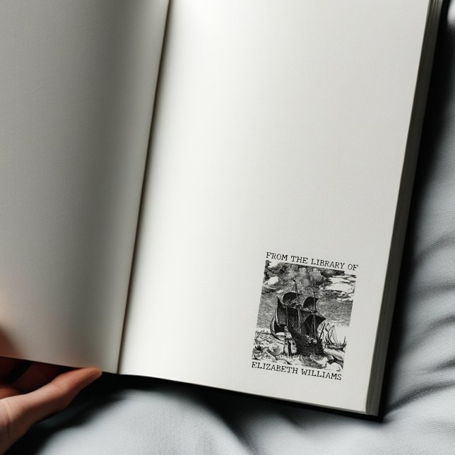 Carimbo De Borracha Barco Antigo Personalizado Da Biblioteca de (Criador carregado)