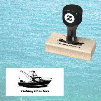 Carimbo De Borracha Barco de Pesca Esportiva Trawler Charter ou Nome d