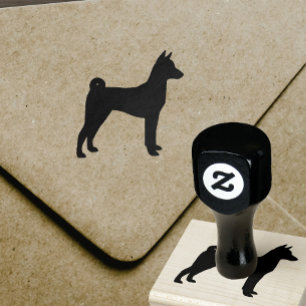 Carimbo De Borracha Basenji Dog Breed Silhouette