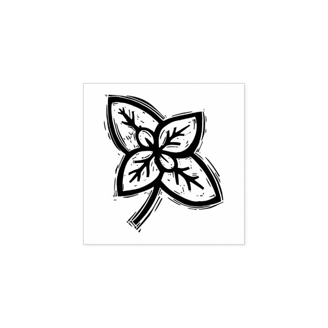 Carimbo De Borracha Basil Leaves Herbs Vegetable Rustic Linocut  (Impressão)