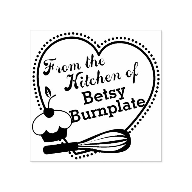 Carimbo De Borracha batimento cardíaco de cupcake da cozinha (Impressão)