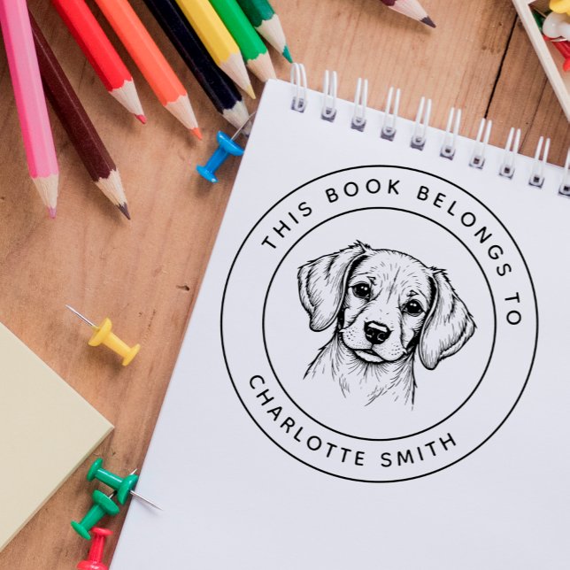 Carimbo De Borracha Beagle Personalizado Este Livro Pertence Ao Nome D (Criador carregado)