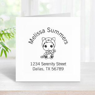 Carimbo De Borracha Bebê White Cat Jumptrata Arco