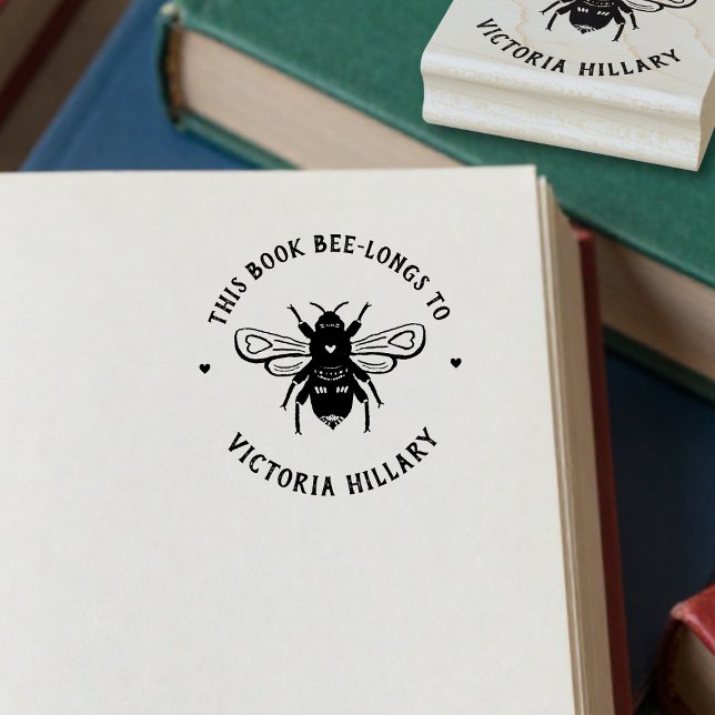 Carimbo De Borracha Bee Pun Book Stamp (Criador carregado)