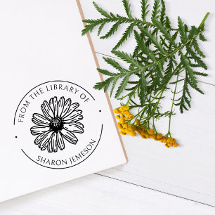 Carimbo De Borracha Bela Daisy Flower Personalizada Biblioteca Floral