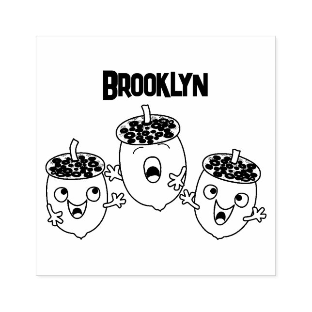 Carimbo De Borracha Belas bolotas felizes cantando cartoon para crianç (Impressão)