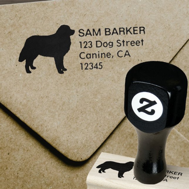 Carimbo De Borracha Bernese Mountain Dog Silhouette Endereço de Devolu (Criador carregado)