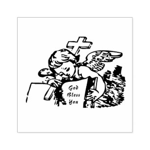 Carimbo De Borracha Bíblia Angel Cross "Deus abençoe You"