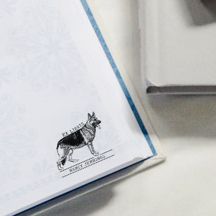 Carimbo De Borracha Biblioteca Bastante Alemã de Shephard Dog Vintage 