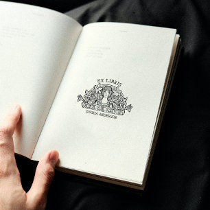 Carimbo De Borracha Biblioteca da Vintage Flower Woman Book Ex Libris