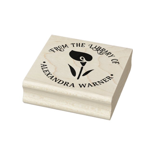 Carimbo De Borracha Biblioteca de Silhueta de Copo-de-Leite Elegante N (Carimbo)