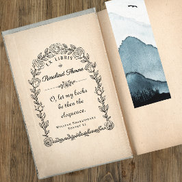 Carimbo De Borracha Biblioteca Elegante Ex Libris Cotação Botânica