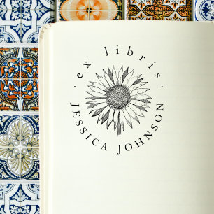 Carimbo De Borracha Biblioteca Personalizada de Girassol de Luxury Ova