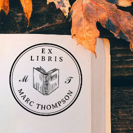 Carimbo De Borracha Biblioteca Personalizada do Monograma Clássico do 