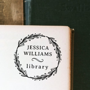 Carimbo De Borracha Biblioteca Pessoal por Fundo Botânico Moderno