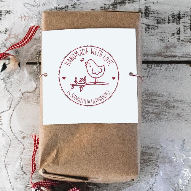 Carimbo De Borracha Bird Cute Personalizada Feita à Mão com amor, (Criador carregado)