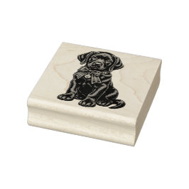 Carimbo De Borracha Black Lab Wearing a Bow Cute Rubber Stamp