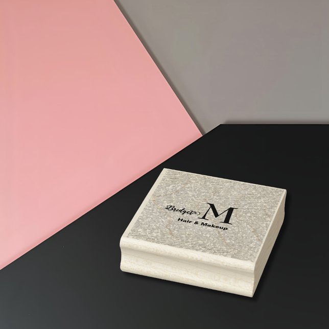 Carimbo De Borracha Blush Pink glitter Monogram hair and makeup (Criador carregado)