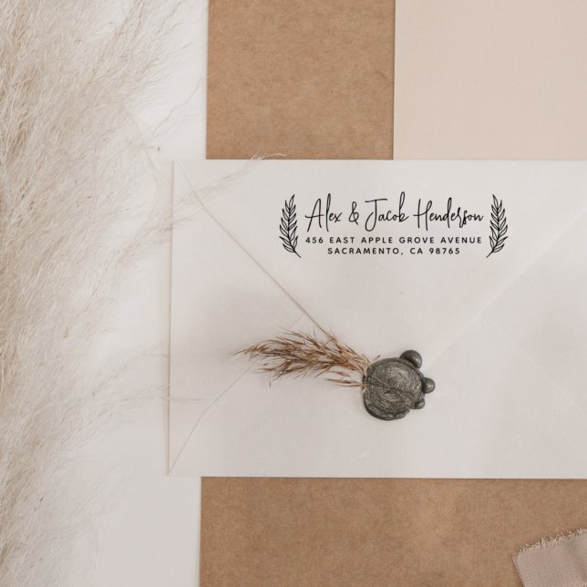 Carimbo De Borracha Boho Deixa Endereço de Devolução de Casamento de S (Criador carregado)