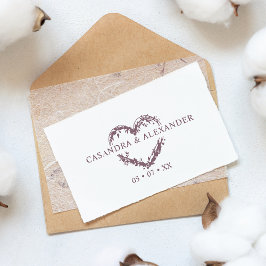 Carimbo De Borracha Boho Wildflower Heart Branches Folhas