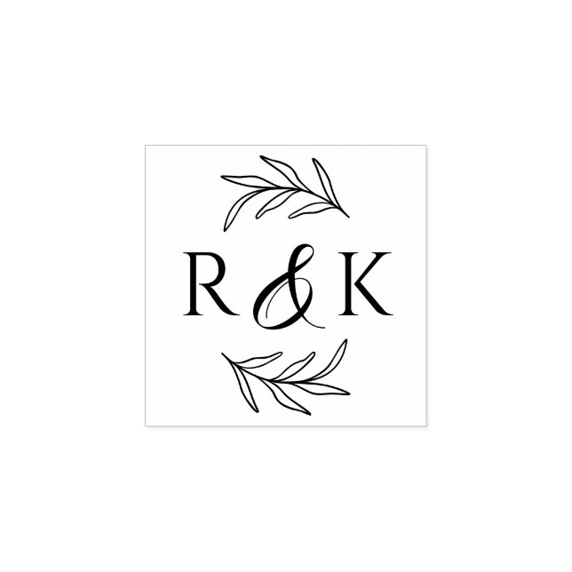 Carimbo De Borracha Boias de Folhas Botânicas Wreath Ampersand Iniciai (Impressão)