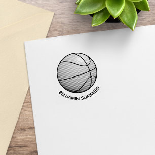 Carimbo De Borracha Bola de Basquetebol Nome Personalizado 1x1