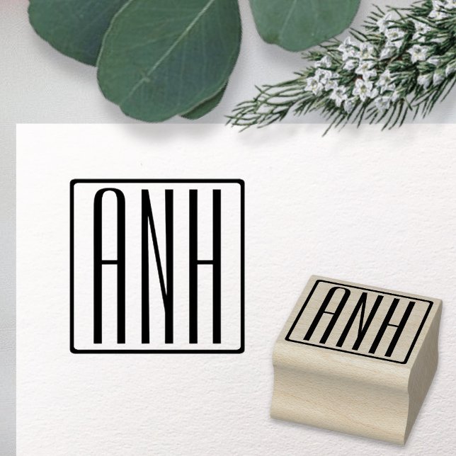 Carimbo De Borracha Bold Modern 3 Iniciais Monograma (Criador carregado)