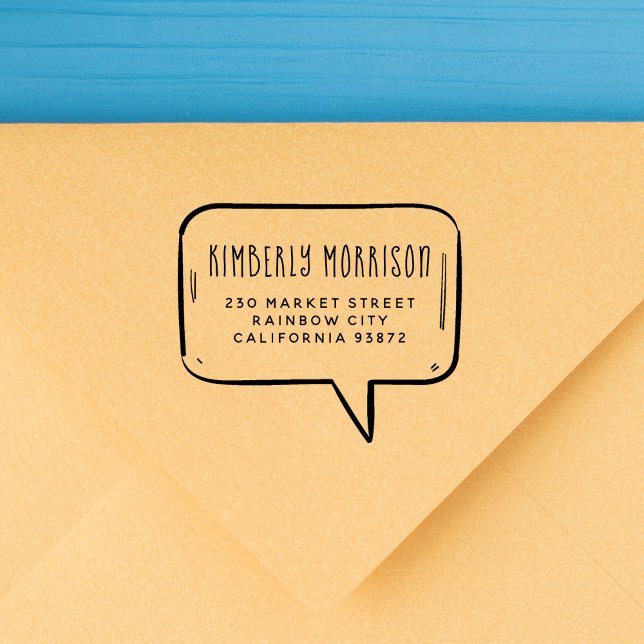 Carimbo De Borracha Bolha de Fala Nome & Endereço (Rubber Stamp Mock-up)