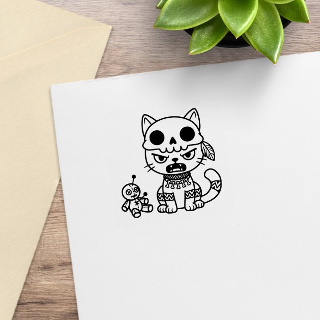 Carimbo De Borracha Boneca Vodu de Gato Bruxa 1x1 (Criador carregado)