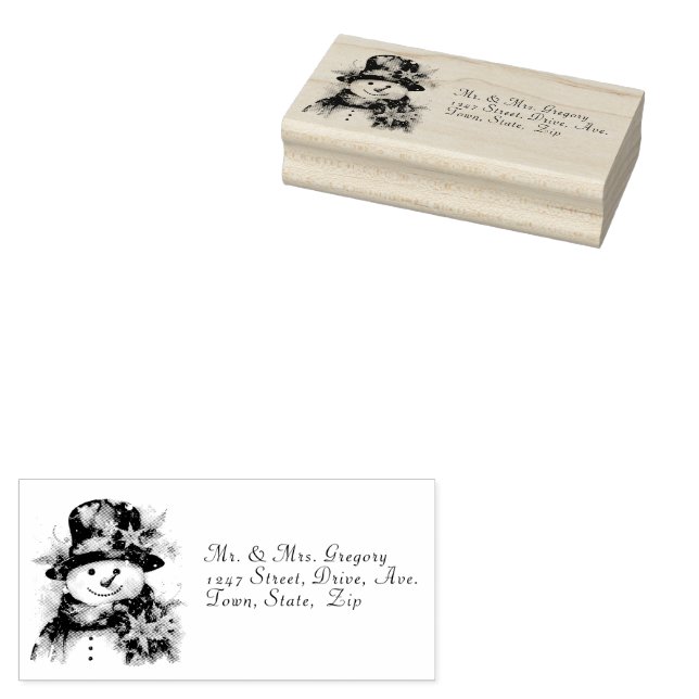 Carimbo De Borracha Boneco de Neve Chapéu Alto Natal Flocos de Neve (Carimbado)