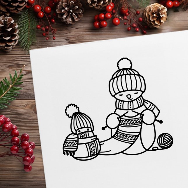 Carimbo De Borracha Boneco de Neve Tricotando (Criador carregado)