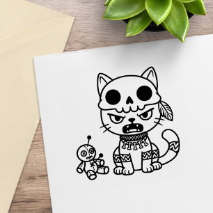 Carimbo De Borracha Boneco de Vodu de Gato Bruxa