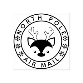 Carimbo De Borracha Bonita Reindeer e Snowflakes North Pole Air Mail