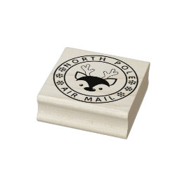 Carimbo De Borracha Bonita Reindeer e Snowflakes North Pole Air Mail