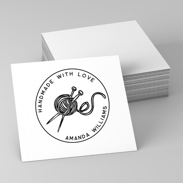 Carimbo De Borracha Bonita rodada feita à mão com tricô de amor (Criador carregado)