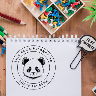 Carimbo De Borracha Bonito Bebê Panda Este Livro Pertence Ao Nome Da C